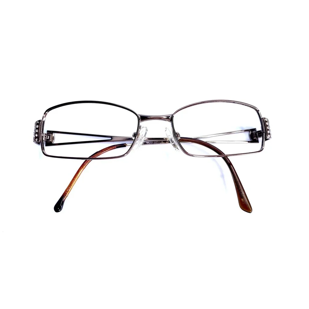 Versace Rectangular Oval Eyeglasses Crystal Silver Temples MOD 1117-B 51 17 135